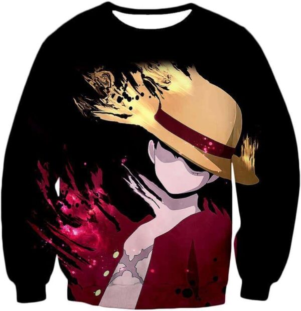 One Piece Hoodie - One Piece Super Pirate Captain Straw Hat Luffy Black Hoodie - Sweatshirt