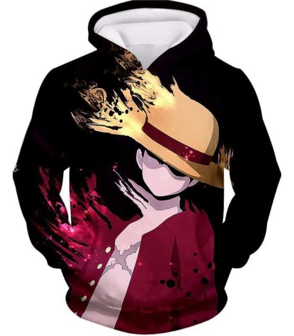 One Piece Hoodie - One Piece Super Pirate Captain Straw Hat Luffy Black Hoodie - Hoodie