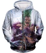 One Piece Hoodie - One Piece Super Rookie Bartolomeo Barrier Devil Fruit Action Hoodie - Zip Up Hoodie