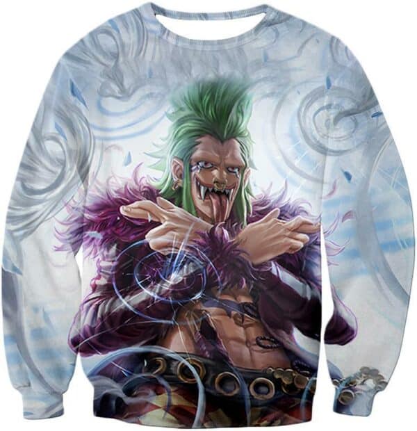 One Piece Hoodie - One Piece Super Rookie Bartolomeo Barrier Devil Fruit Action Hoodie - Sweatshirt