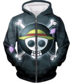 One Piece Hoodie - One Piece Super Straw Hat Pirate Logo Promo Hoodie - Zip Up Hoodie