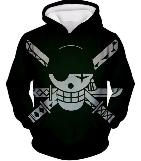 One Piece Hoodie - One Piece Swordsman Roronoa Zoro Logo Black Hoodie