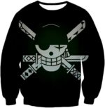 One Piece Hoodie - One Piece Swordsman Roronoa Zoro Logo Black Hoodie - Sweatshirt