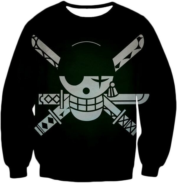 One Piece Hoodie - One Piece Swordsman Roronoa Zoro Logo Black Hoodie - Sweatshirt