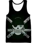 One Piece Hoodie - One Piece Swordsman Roronoa Zoro Logo Black Hoodie - Tank Top