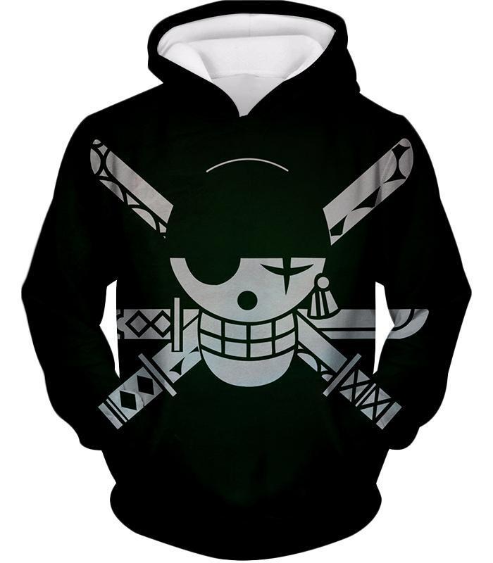 One Piece Hoodie - One Piece Swordsman Roronoa Zoro Logo Black Hoodie