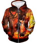 One Piece Hoodie - One Piece Whitebeard Pirate Commander Fire Fist Ace Hoodie - Zip Up Hoodie