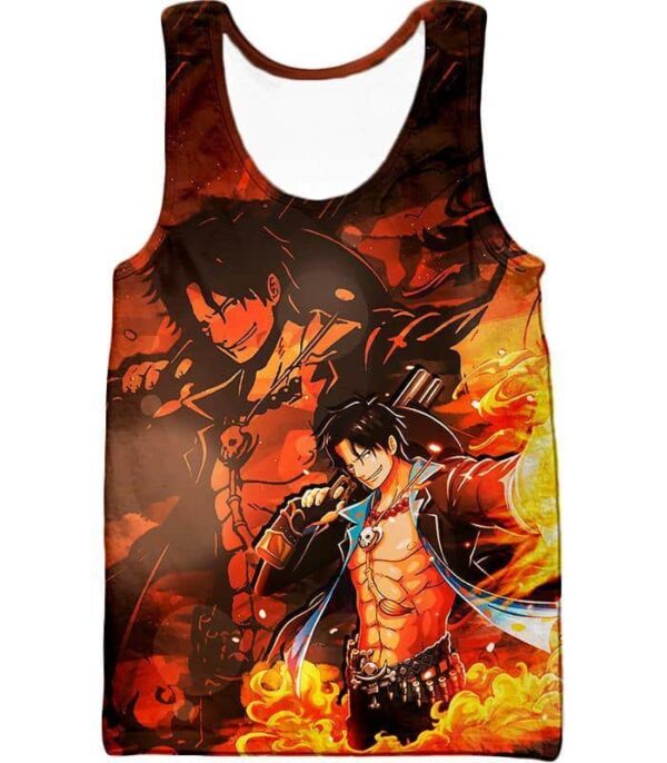 One Piece Hoodie - One Piece Whitebeard Pirate Commander Fire Fist Ace Hoodie - Tank Top