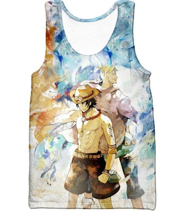 One Piece Hoodie - One Piece Whitebeard Pirates Fire Fist Ace And Marco The Phoenix Action Hoodie - Tank Top