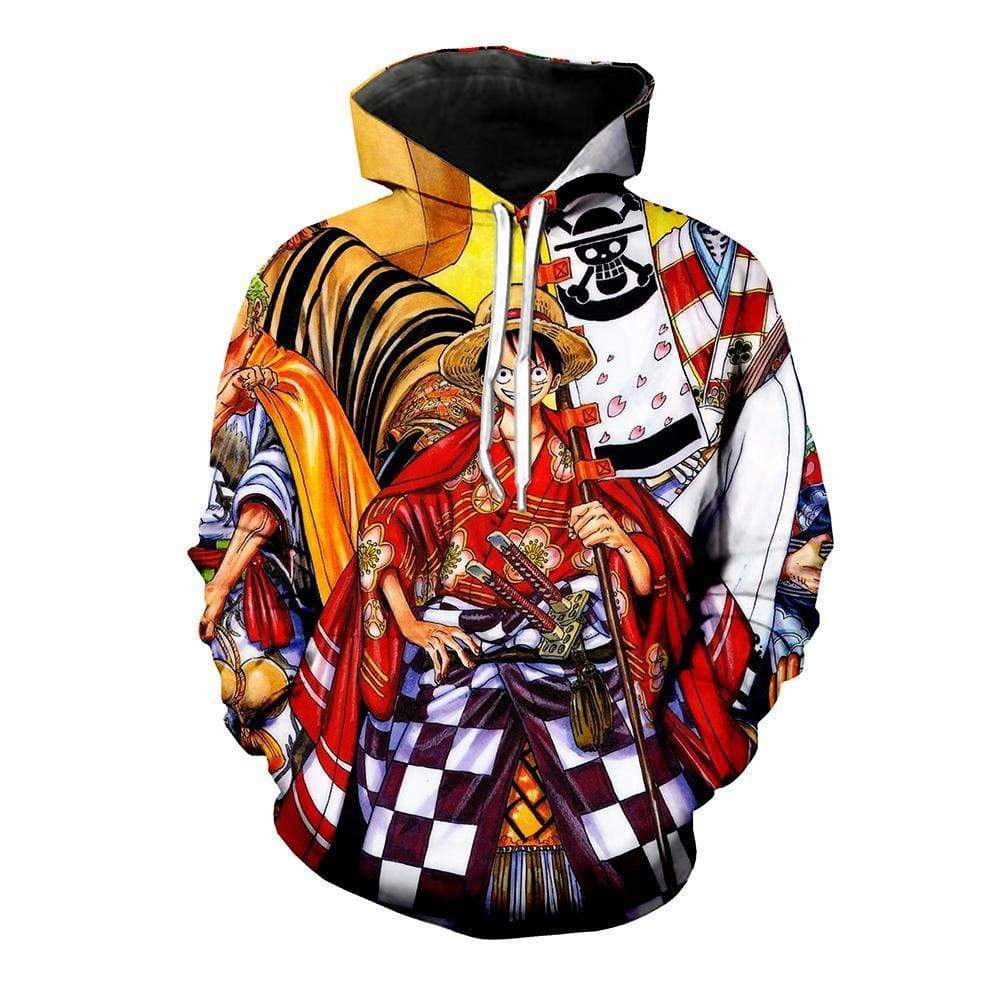 One Piece Hoodie - Straw Hat Pirates In Kimonos Hoodie