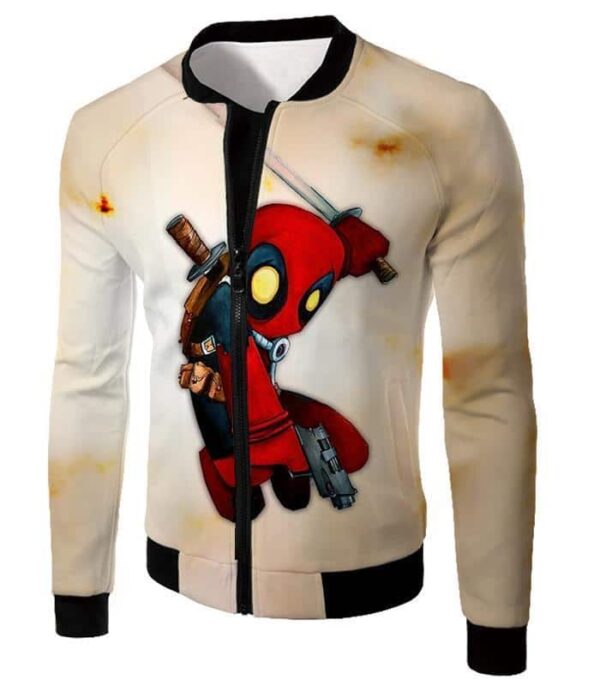 One Piece Zip Up Hoodie - Deadpool Funny Figure White Zip Up Hoodie - Jacket