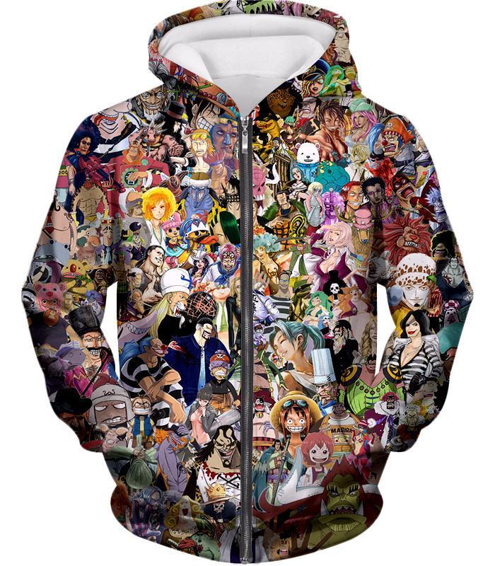 One Piece Zip Up Hoodie - One Piece Anime One Piece All In One Characters Zip Up Hoodie