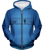 One Piece Zip Up Hoodie - One Piece Anime One Piece Promo Logo Blue Zip Up Hoodie