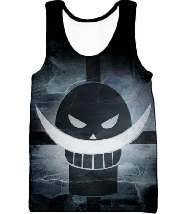 One Piece Zip Up Hoodie - One Piece Blackbeard Pirates Flag Logo Black And White Zip Up Hoodie - Tank Top