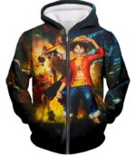 One Piece Zip Up Hoodie - One Piece Brothers Luffy And Ace Best Bond Zip Up Hoodie - Zip Up Hoodie