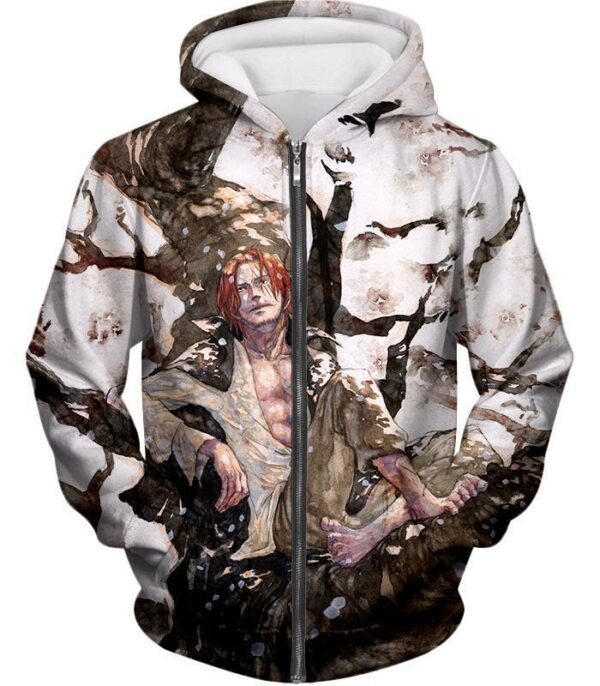 One Piece Zip Up Hoodie - One Piece Coolest Pirate Emperor Shanks Zip Up Hoodie