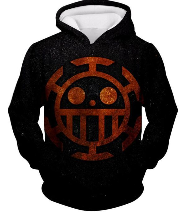 One Piece Zip Up Hoodie - One Piece Heart Pirates Flag Logo Black Zip Up Hoodie - Hoodie