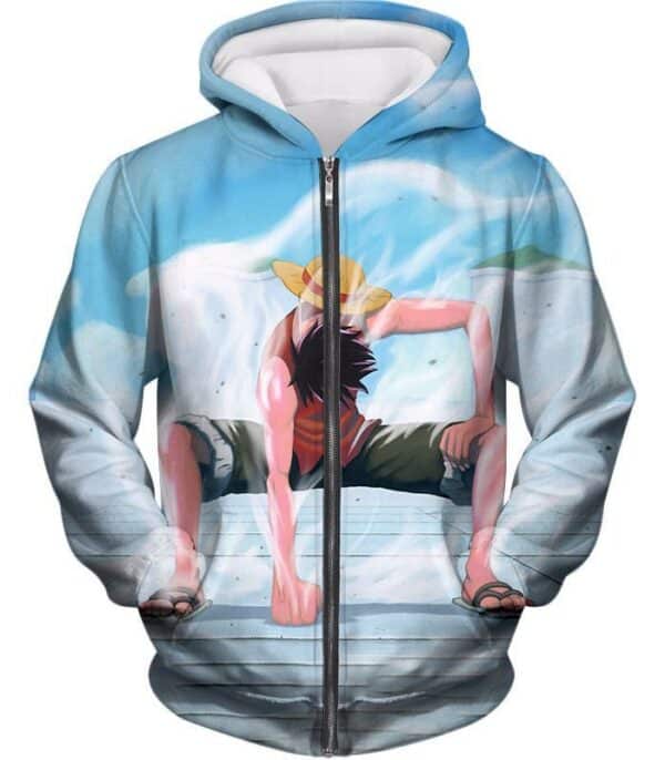 One Piece Zip Up Hoodie - One Piece Monkey D Luffy Second Gear Action Zip Up Hoodie