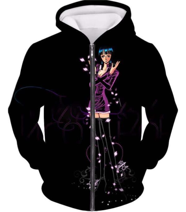 One Piece Zip Up Hoodie - One Piece Oharas Devil Child Scholar Nico Robin Black Zip Up Hoodie