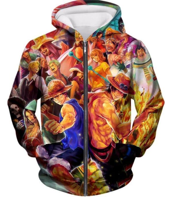 One Piece Zip Up Hoodie - One Piece One Piece All Favourite Characters Zip Up Hoodie - Zip Up Hoodie