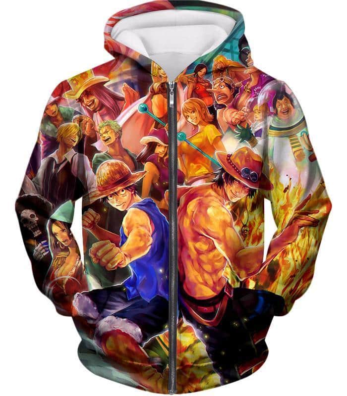 One Piece Zip Up Hoodie - One Piece One Piece All Favourite Characters Zip Up Hoodie - Zip Up Hoodie