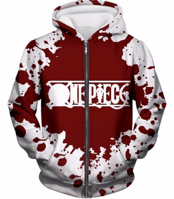 One Piece Zip Up Hoodie - One Piece One Piece Anime Promo Logo White Zip Up Hoodie