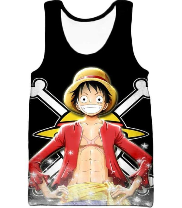 One Piece Zip Up Hoodie - One Piece One Piece Straw Hat Pirates Monkey D Luffy Promo Black Zip Up Hoodie - Tank Top