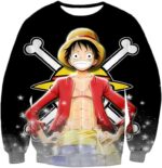 One Piece Zip Up Hoodie - One Piece One Piece Straw Hat Pirates Monkey D Luffy Promo Black Zip Up Hoodie - Sweatshirt