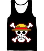 One Piece Zip Up Hoodie - One Piece Pirate Crew Straw Hat Logo Black Zip Up Hoodie - Tank Top