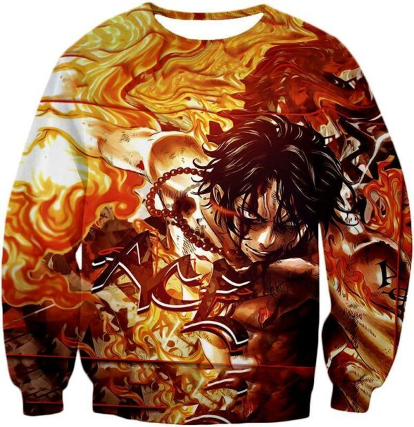 One Piece Zip Up Hoodie - One Piece Pirate Portgas D Ace Aka Fire Fist Ace Zip Up Hoodie - Sweatshirt