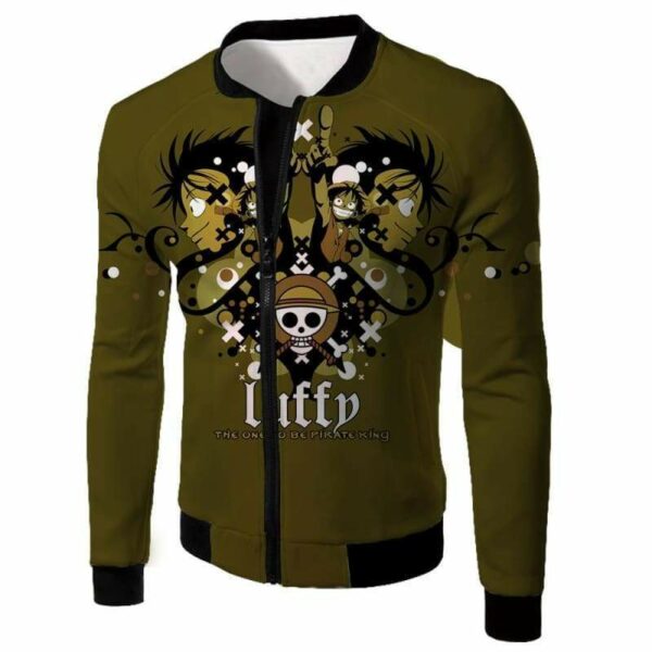 One Piece Zip Up Hoodie - One Piece Pirate Straw Hat Luffy The One To Be Pirate King Promo Zip Up Hoodie - Jacket