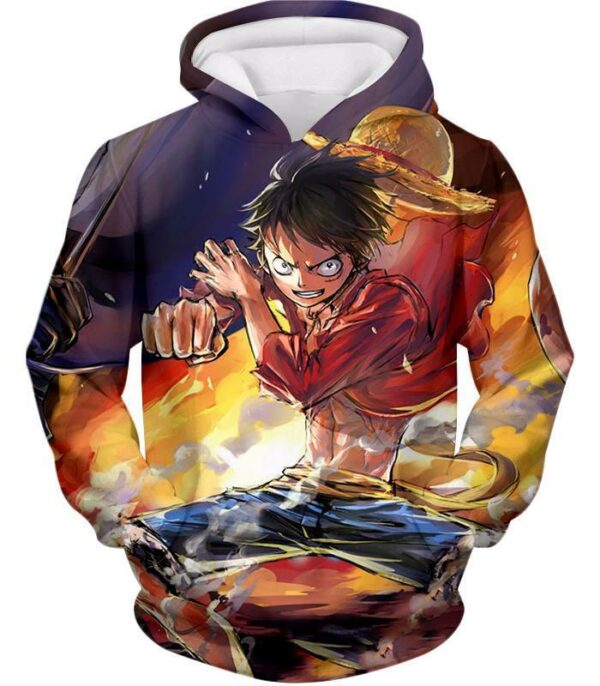 One Piece Zip Up Hoodie - One Piece Rubber Man Monkey D Luffy Fan Art Zip Up Hoodie - Hoodie