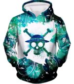 One Piece Zip Up Hoodie - One Piece Straw Hat Pirate Logo Psychedelic Print Zip Up Hoodie - Hoodie