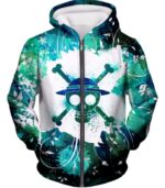 One Piece Zip Up Hoodie - One Piece Straw Hat Pirate Logo Psychedelic Print Zip Up Hoodie