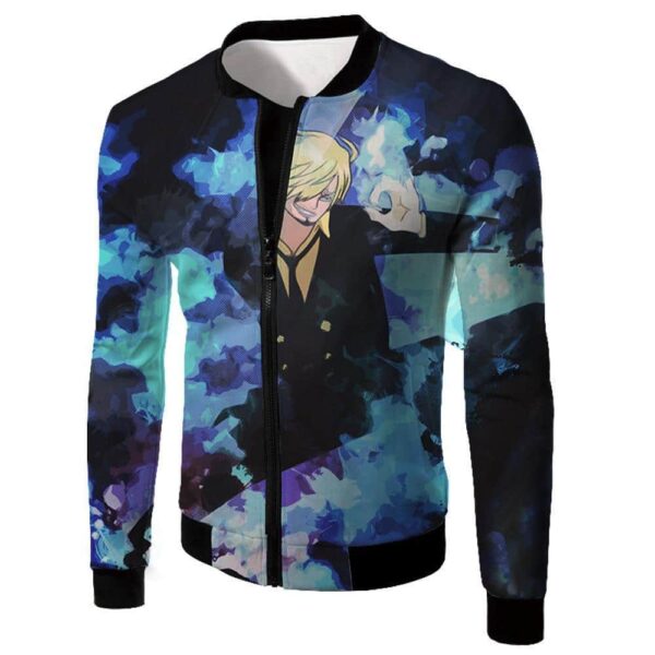 One Piece Zip Up Hoodie - One Piece Straw Hat Pirate Vinsmoke Sanji Action Zip Up Hoodie - Jacket