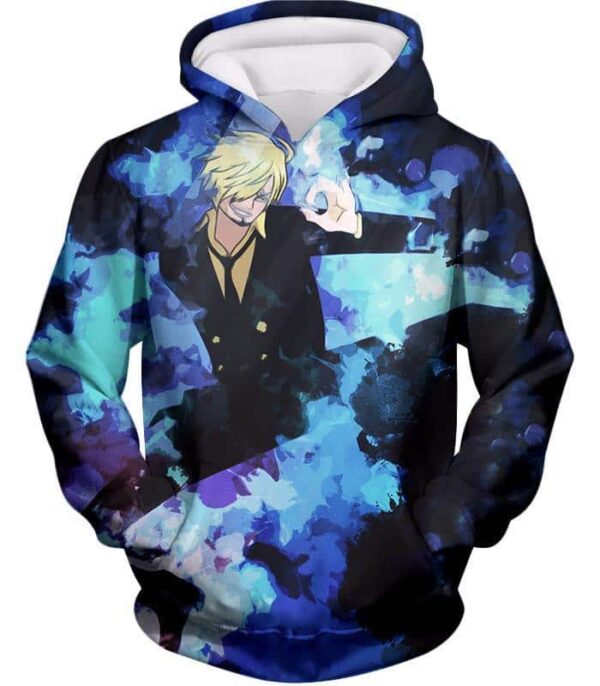 One Piece Zip Up Hoodie - One Piece Straw Hat Pirate Vinsmoke Sanji Action Zip Up Hoodie - Hoodie