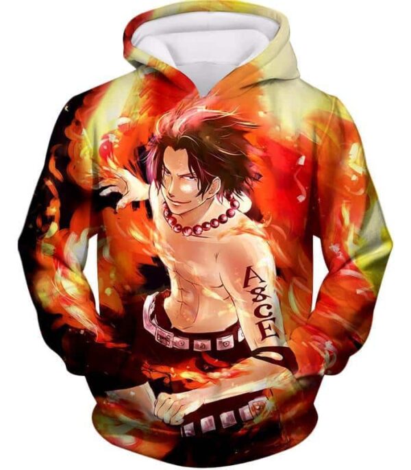 One Piece Zip Up Hoodie - One Piece Whitebeard Pirate 2nd Division Commander Ace Zip Up Hoodie - Hoodie