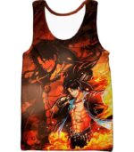 One Piece Zip Up Hoodie - One Piece Whitebeard Pirate Commander Fire Fist Ace Zip Up Hoodie - Tank Top