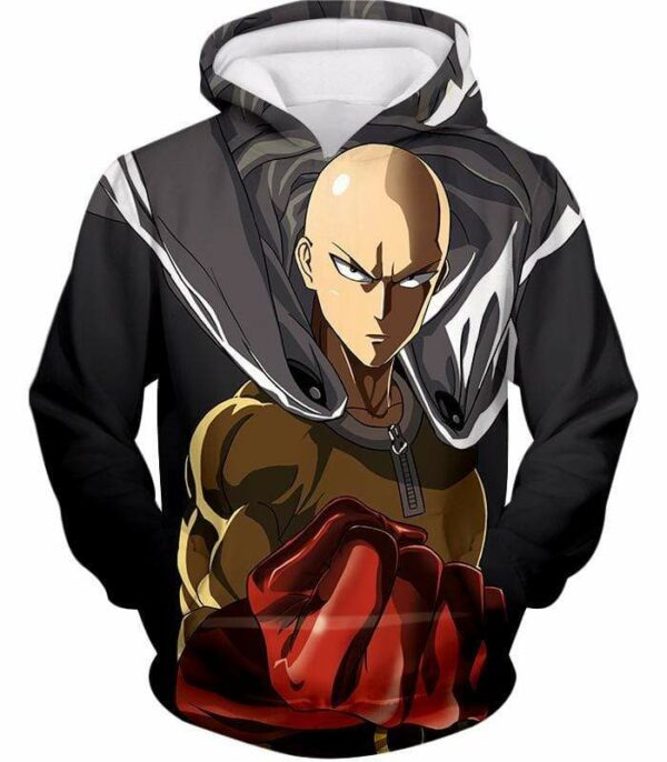 One Punch Man Most Powerful Hero Saitama Promo Black Zip Up Hoodie - Hoodie