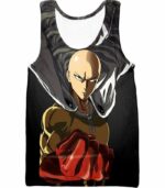 One Punch Man Most Powerful Hero Saitama Promo Black Zip Up Hoodie - Tank Top