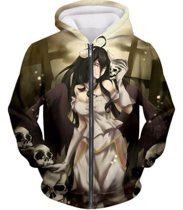 Overlord Beautiful Albedo Infatuated With Ainz Cool Promo Anime Graphic Hoodie - Zip Up Hoodie