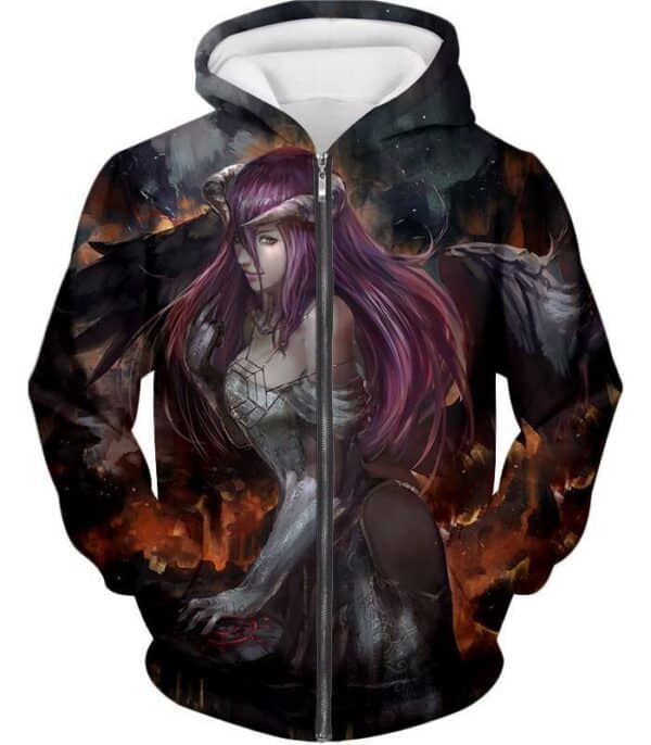 Overlord Cool Albedo The Beautiful White Devil Fan Art Promo Hoodie - Zip Up Hoodie