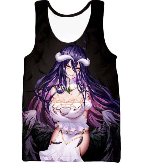 Overlord Guardian Supervisor Albedo The White Devil Cute Promo Black Hoodie - Tank Top