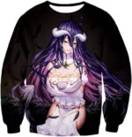 Overlord Guardian Supervisor Albedo The White Devil Cute Promo Black Hoodie - Sweatshirt