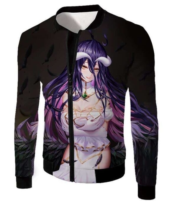 Overlord Guardian Supervisor Albedo The White Devil Cute Promo Black Hoodie - Jacket