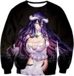 Overlord Guardian Supervisor Albedo The White Devil Cute Promo Black Zip Up Hoodie - Sweatshirt