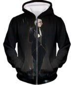 Overlord Highly Powerful Iron Butler Sebas Tian Cool Anime Promo Black Hoodie - Zip Up Hoodie