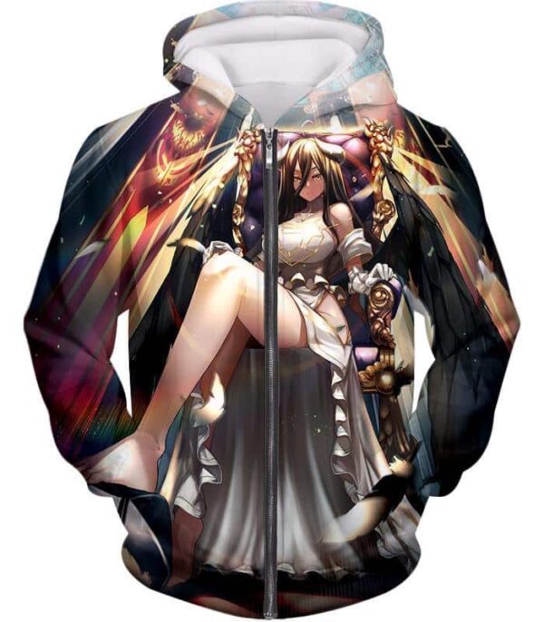 Overlord Highly Skilled Albedo Cool Guardian Overseer Graphic Promo Zip Up Hoodie - Zip Up Hoodie