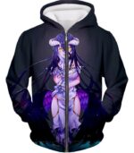 Overlord Most Beautiful NPC Guardian Overseer Albedo Cool Black Hoodie - Zip Up Hoodie