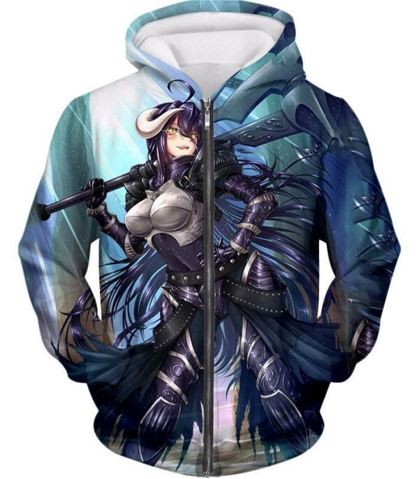 Overlord Ready For Action Albedo The White Devil Cool Anime Promo Hoodie - Zip Up Hoodie